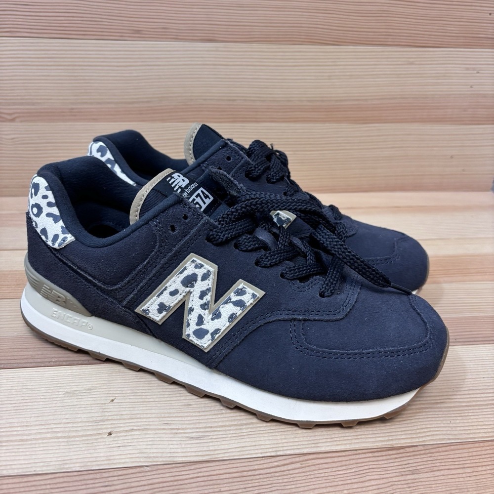 New Balance 574 Womans Sz 9 Phanton Leopard WL574XE2 Black White Low Sneakers
